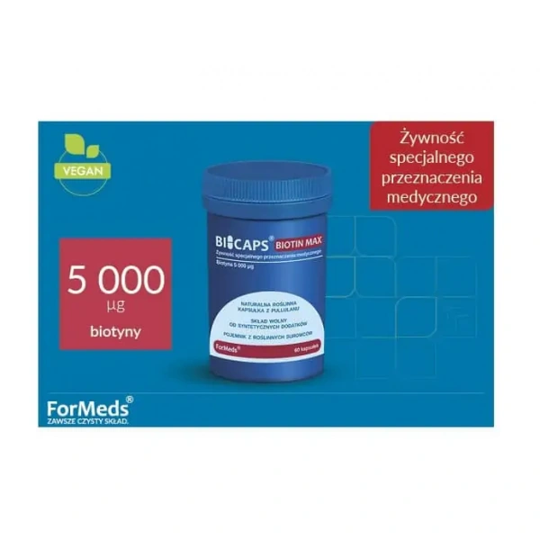 ForMeds Bicaps Biotin MAX (Zdrowa skóra i włosy) 60 Kapsułek roślinnych
